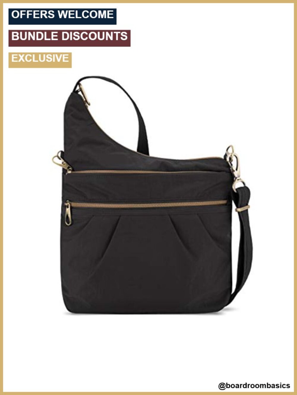 Travelon Anti-Theft Crossbody Bag 3 Compartment Locking Slash Resistant RFID